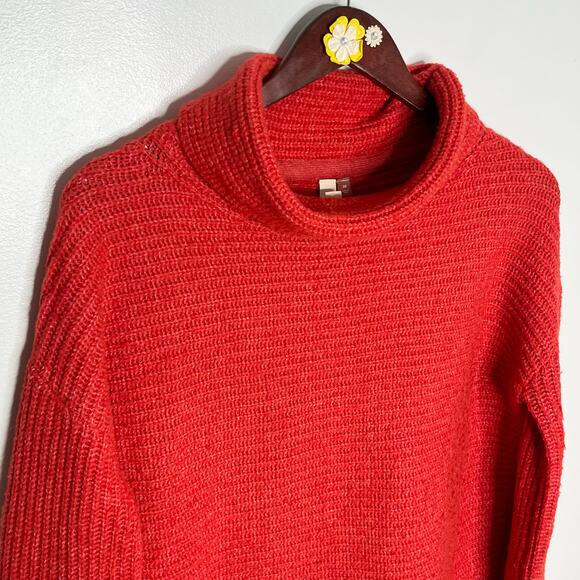 Anthropologie Pilcro Cowl Neck Sweater Womens XS Red Oversized Cuffed Sleeve - Picture 4 of 11